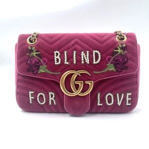 Pre-Owned Gucci Blind for love Velvet Shoulder Bag
